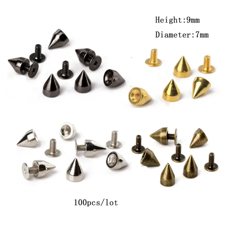 

7*9mm Rivets Mix Color Metal Studs and Punk Spikes For Clothings 100pcs/bag