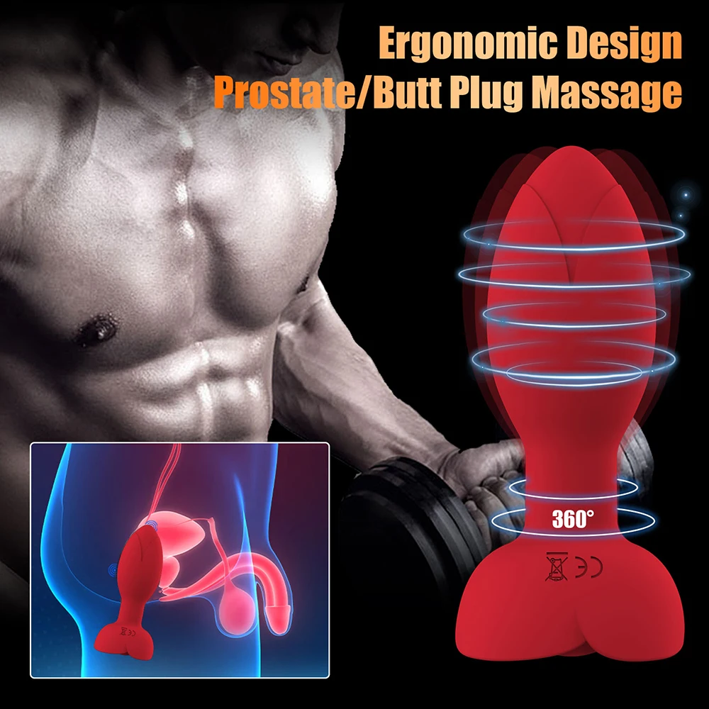 Female Rose Anal Plugs Vibrator APP Bluetooth Control Rotating Vibration Stimulation Prostate Massager Sex Toy for Women Men Gay