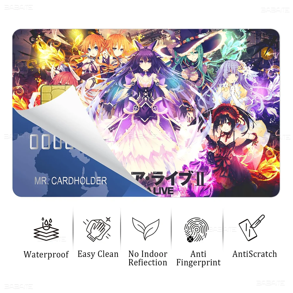 Date A Live Anime Anime Cartoon Skin Stickers Film Tape Case For Big Credit Debit Card Front Side