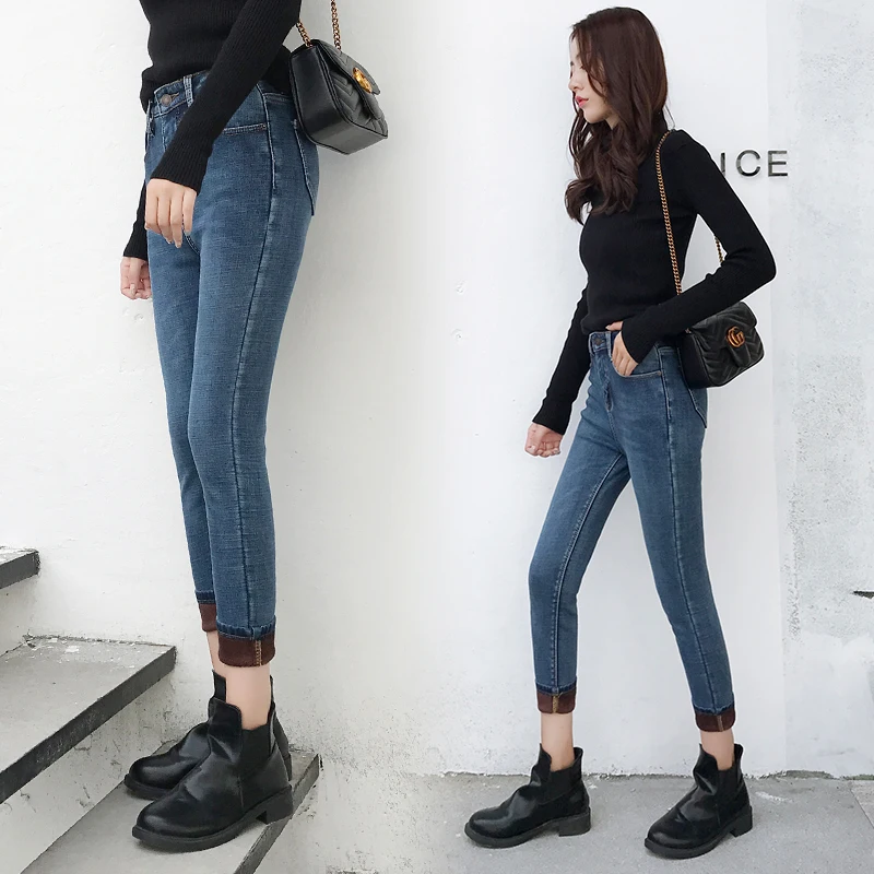 

Female Autumn Winter Thicken Warm Denim Jeans Women Korean High Waist Skinny Jeans Sexy Fashion Trousers Vaqueros Mujer 23863