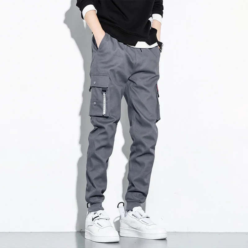 Men's overalls Korean version of the trend of loose casual pants long pants handsome tie-in athletic pants