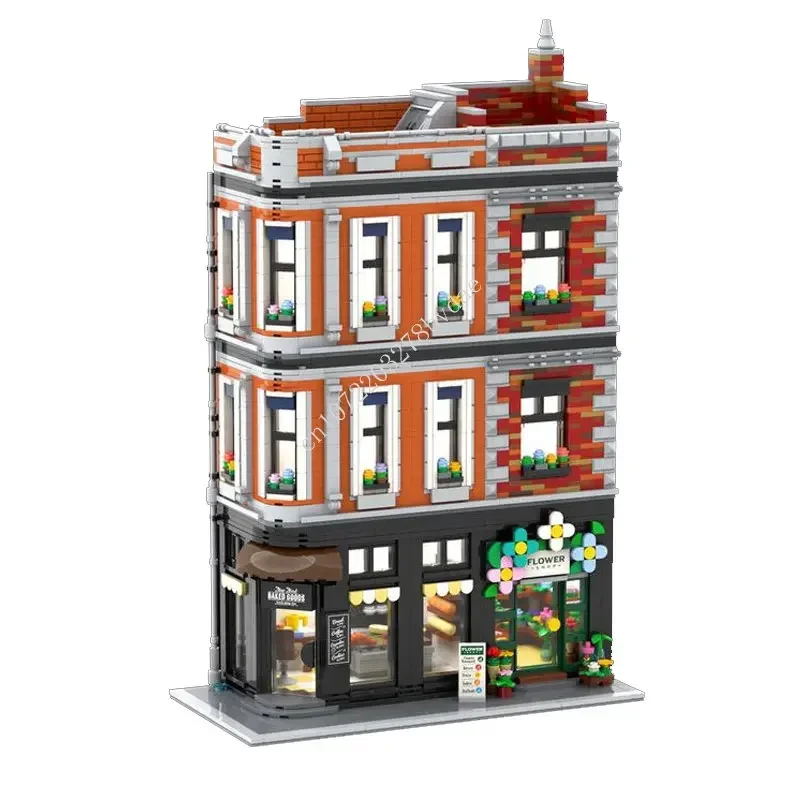 

2432PCS MOC Modular Bakery & Flower Shop street view Model Building Blocks Technology Bricks Creative Assembly Toys Holiday Gift