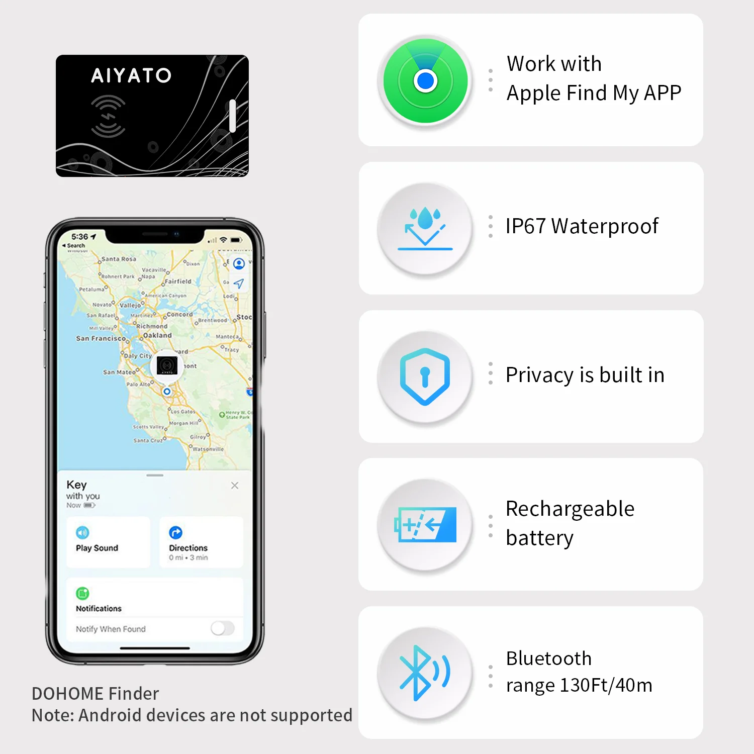 Bluetooth GPS Tracker Ultrathin Wallet Finder Card Bags Locator Magnetic Chargin