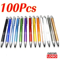 100 шт./лот персонализированная шариковая ручка с поддержкой печати логотипа металлическая шариковая ручка оптовая продажа рекламная ручка школьный подарок офисные принадлежности