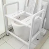 Dual Purpose Toilet Chair and Shower Chair, Stainless Steel Nylon Can Turns Up Commode Toilet, Disabled Toilet Seat Bath Chairs 2