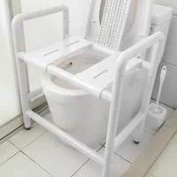 Dual Purpose Toilet Chair and Shower Chair, Stainless Steel Nylon Can Turns Up Commode Toilet, Disabled Toilet Seat Bath Chairs 2