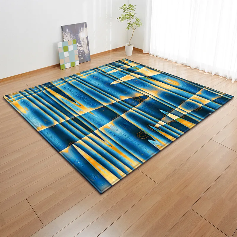 Abstract Visual Black and White Art Pattern Printed Felt Carpet Living Room Entrance Decorative Carpet Bedroom Floor Mat