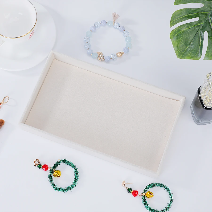 Luxurious Beige Flocking Jewelry Box Tray