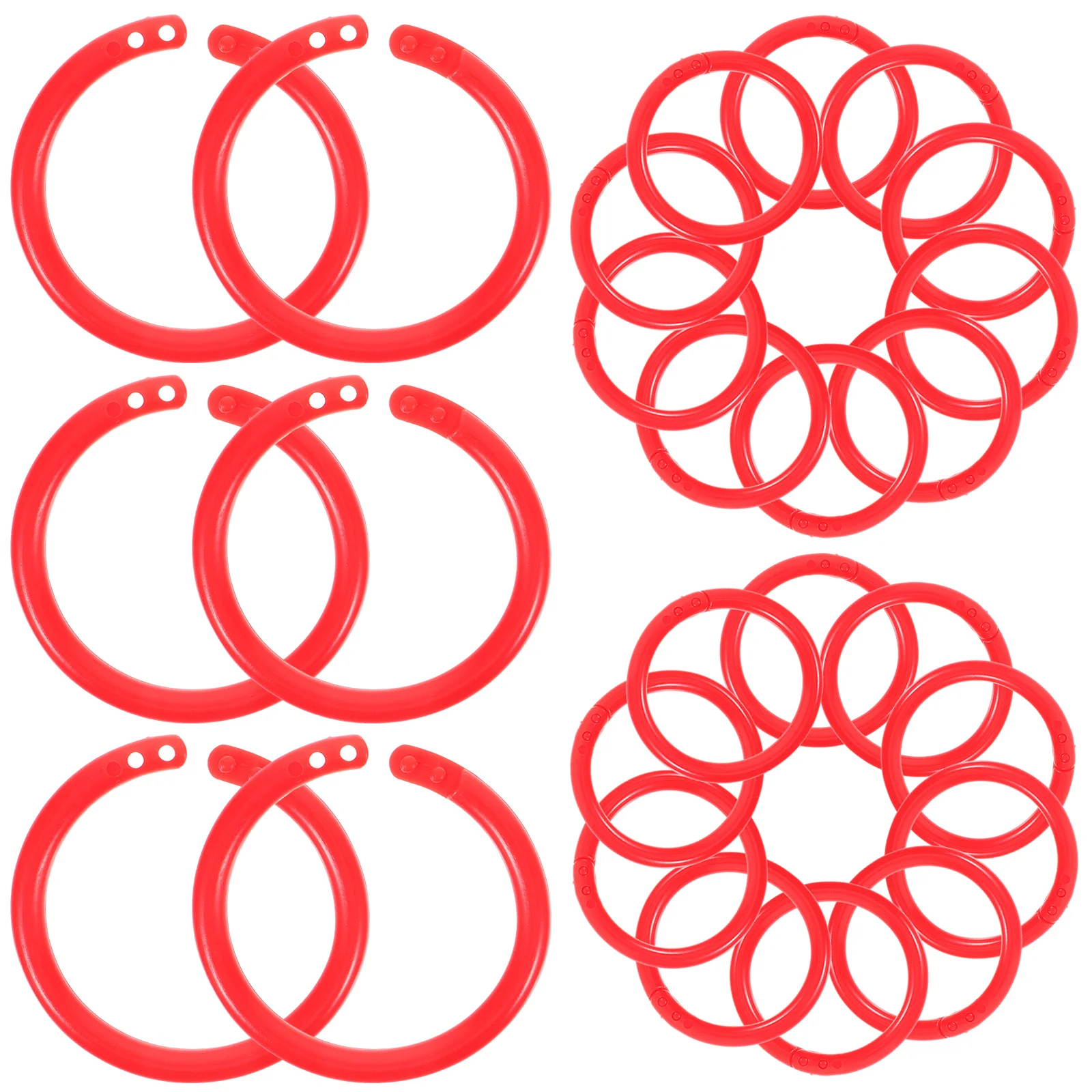 100Pcs Plastic Book Ring Binder Clips Leaf Rings For Flash Cards Photo Albums Scrapbooks Office Binding Supplies Red Color