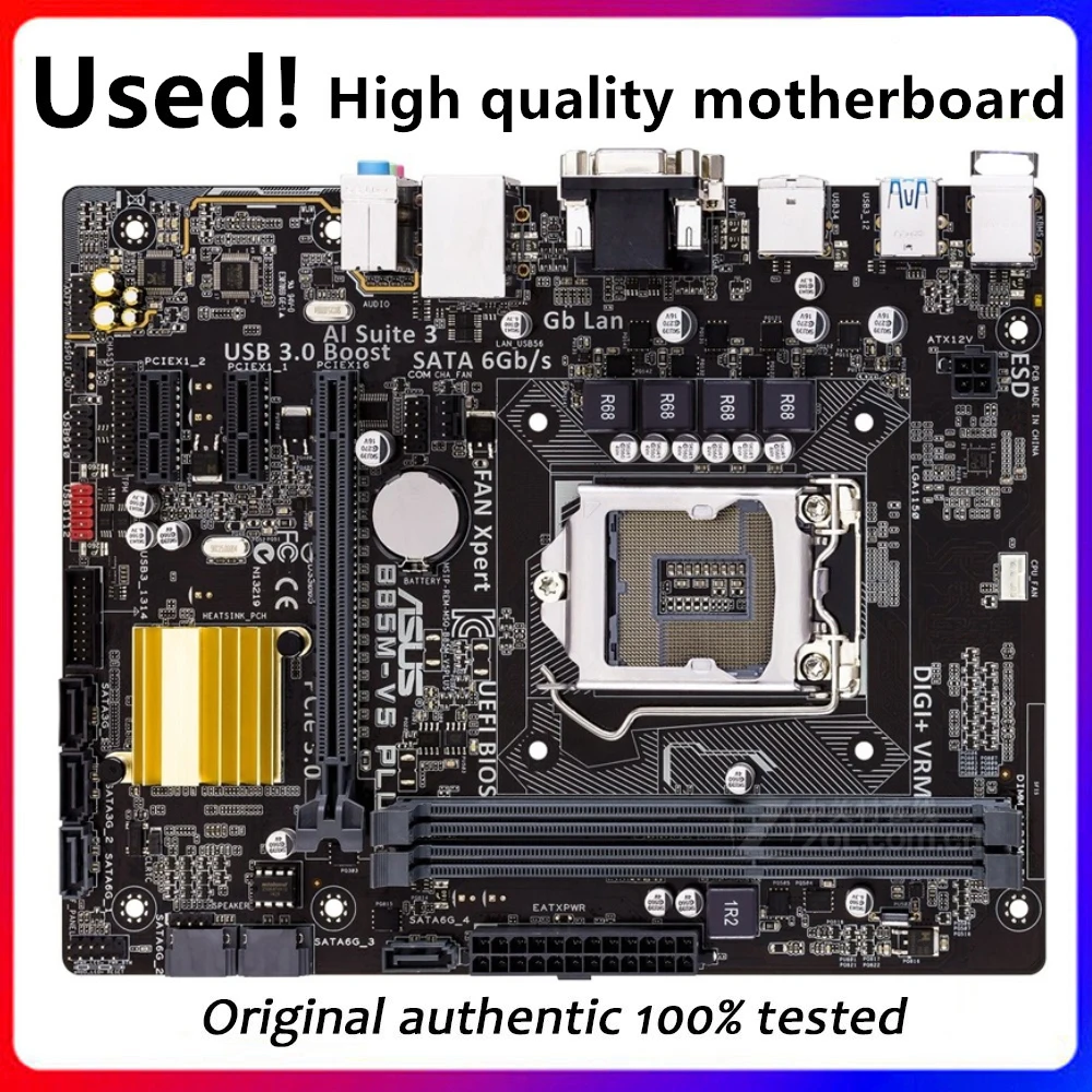 

For Asus B85M-V5 PLUS Desktop Motherboard B85 LGA 1150 For Core i7 i5 i3 SATA3 USB3.0 Original Used Mainboard