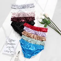 Culotte Sexy Super extensible pour femmes, Lingerie féminine, slip en Satin taille basse, sous-vêtements respirants et confortables 1