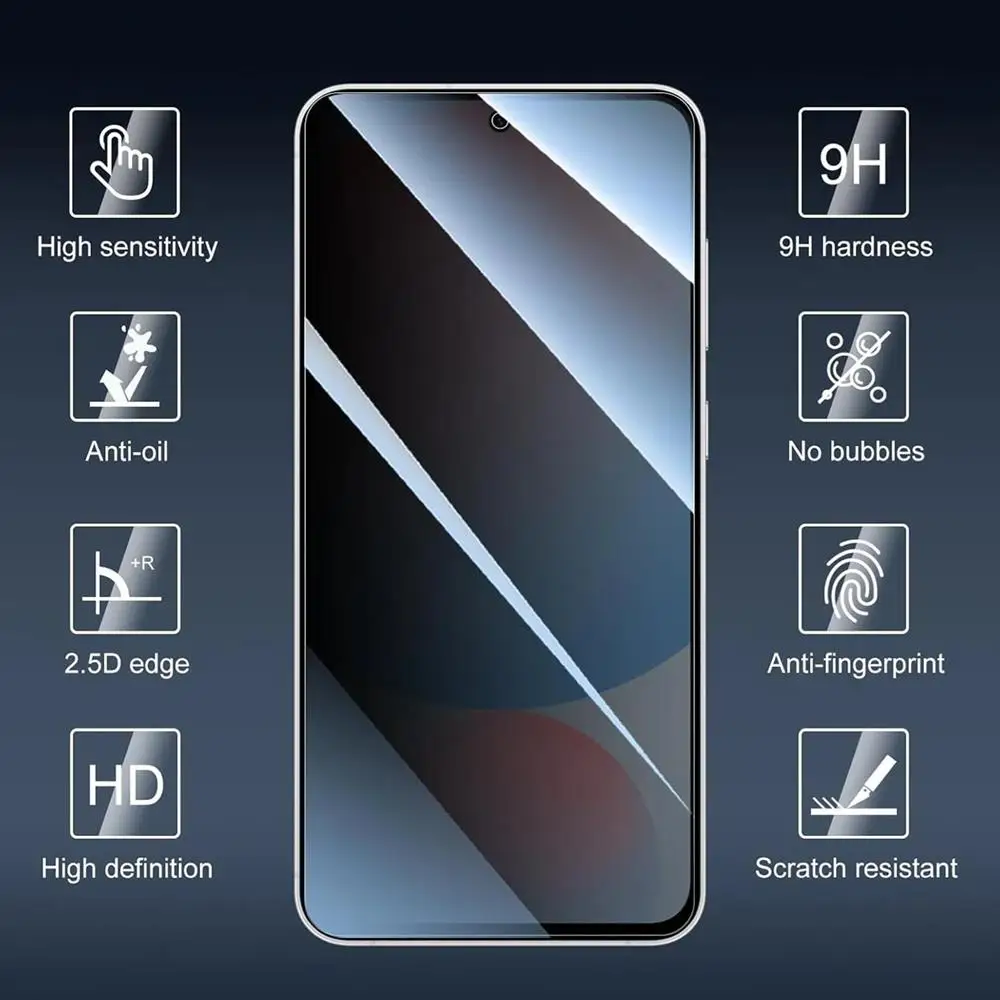 3 pezzi protezione privacy protezione schermo in vetro a copertura totale per Samsung Galaxy A56 A36 A16 A55 A35 A15 A54 A34 A14 pellicola protettiva - immagine 3