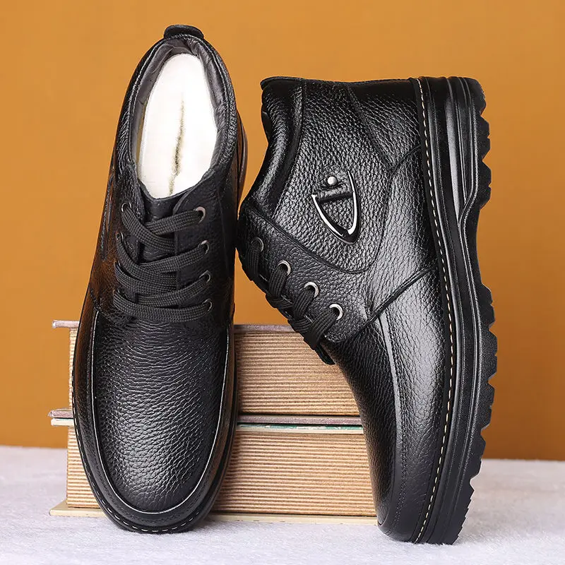 Mens Ankle Boots Soft Calf Real Leather Winter Boots