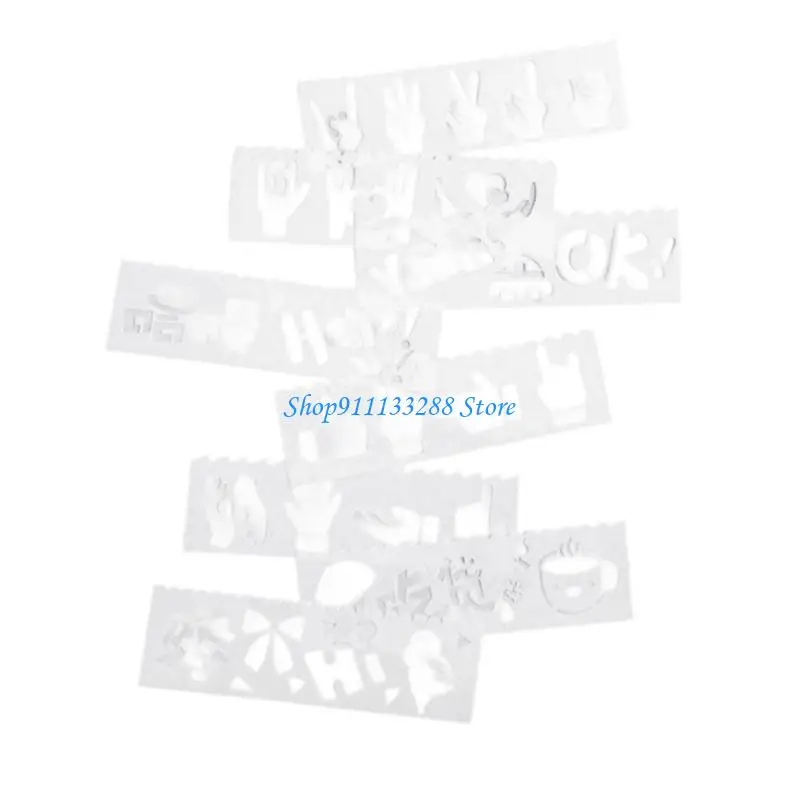 G88D 다중 패턴 스텐실 세트 어린이를위한 8PCS 플라스틱 템플릿 색칠하기 책 Scrapbooking 및 DIY 학교 프로젝트 가정용