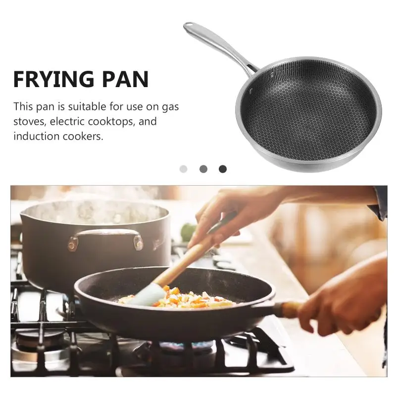 Description Picture 6 of itemStainless Steel Frying Pan Kitchen Skillet Egg Frying Pan Non-Sticky Cooking Pan Frying Pan Kitchen Accessories