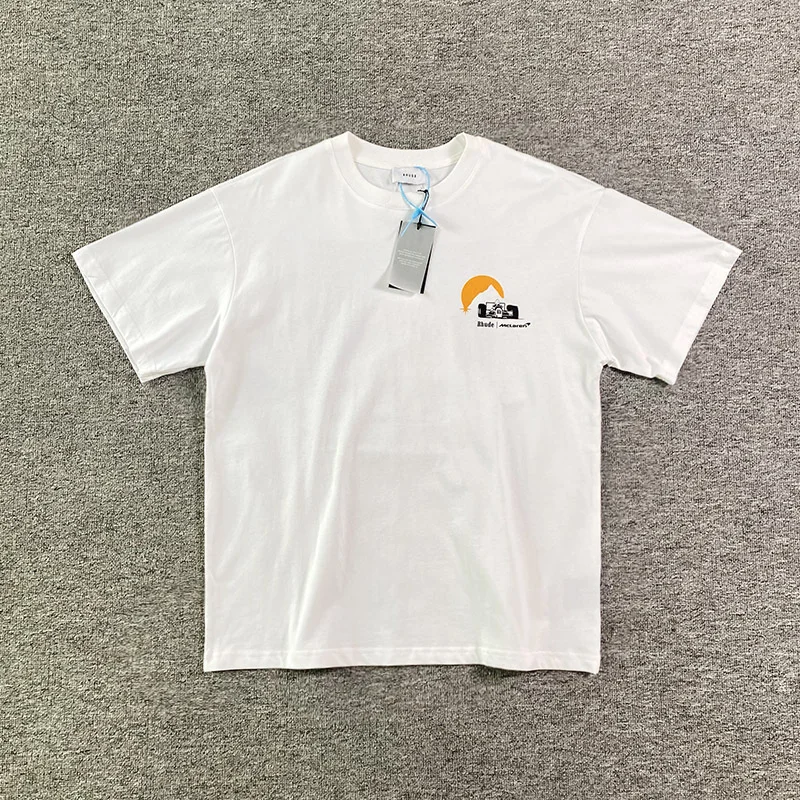 

23SS Streetwear Rhude T Shirt Men Women 1:1 Best Quality Oversized T-shirts Rh Logo Car Tops Tee