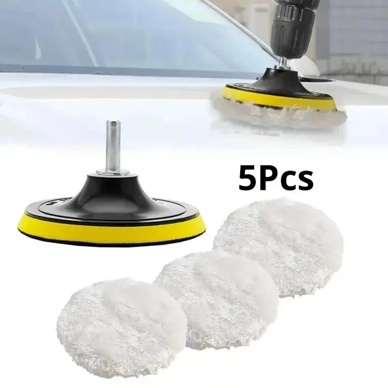 Car Polishing Pad Car Hair Removal Sponge Disc Wool Wheel Polishing Kit Car Paint Care Polishing Pad 5 pieces 3 inches 4/5 inches