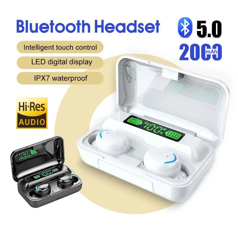F9-5C Wireless Earbud Bluetooth Auricolare Hifi Music Cuffie Stereo Con Microfono Touch Control Headset Per Iphone Xiaomo Samsung