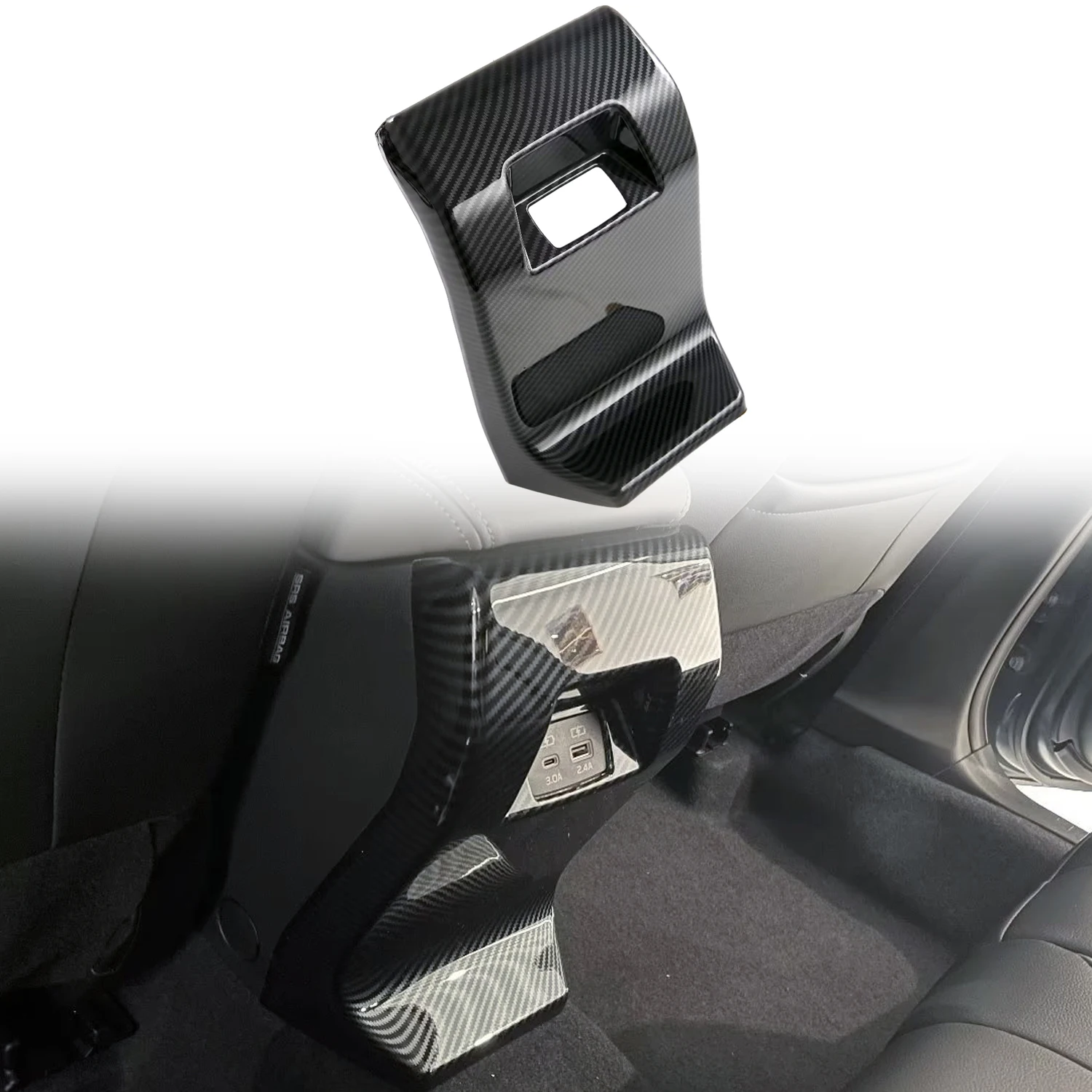 

for Subaru Crosstrek GU 2023 2024 Armrest Vent Overlay Carbon Fiber Grain ABS Plastic 1pcs
