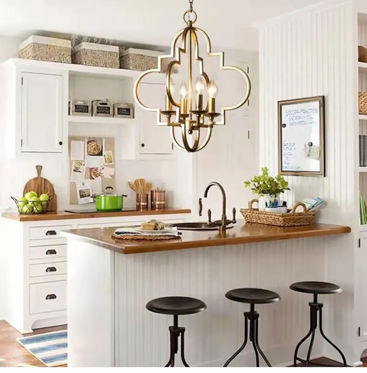 Vintage American Wrought Iron Gold Chandelier Design Living Room Pendant Lamp Nordic Dining Room Bedroom Cafe Kitchen Light