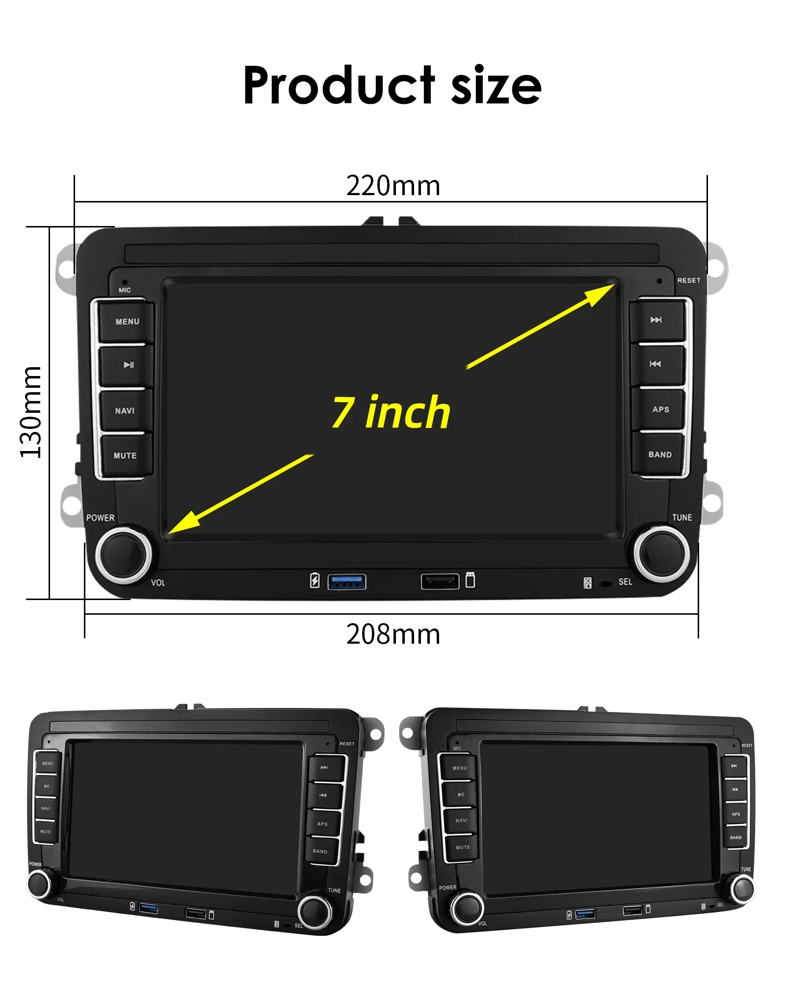 Autoradio Android Hizpo 2Din de 7 "para VW Volkswagen Golf Passat B7 B6 Skoda Seat Octavia Polo Tiguan Jetta Auto CarPlay GPS RDS 5