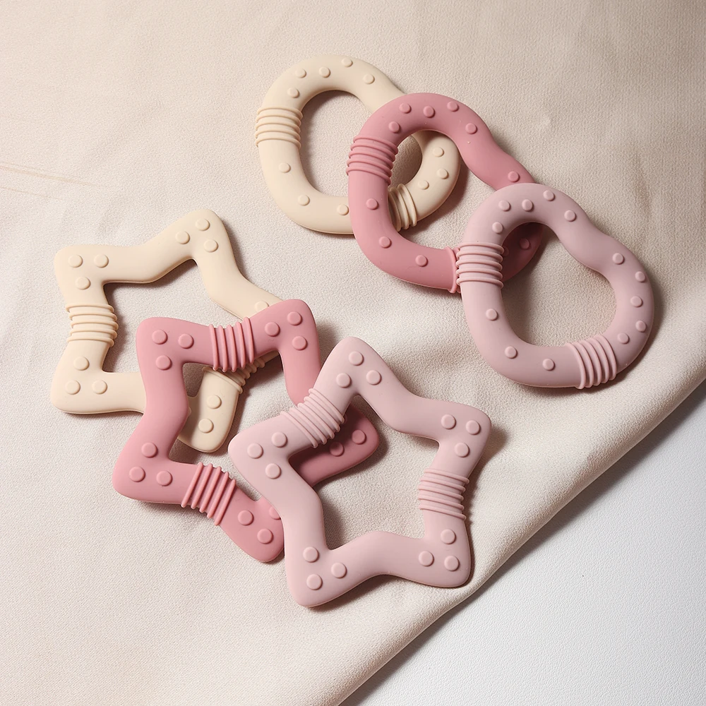 new star silicone teether Food Grade heart baby Teething toy silicone star teether