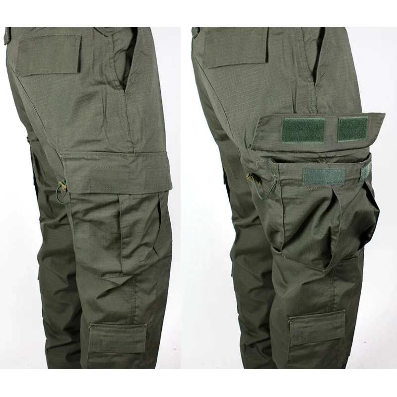 Men Green Camouflage Uniform Tactical Combat Black Shirts&Pants Airsoft Paintball Work Clothing Suit 4
