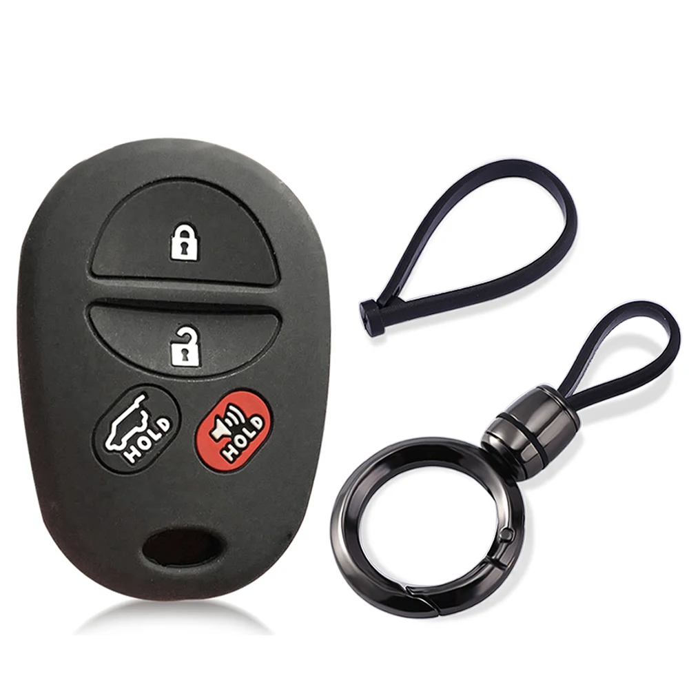 Silicone Key Case Cover Holder Key Chain Shell Remote Accessories For Toyota Sienna 2004 2009 Sienna XLE 2008 SE