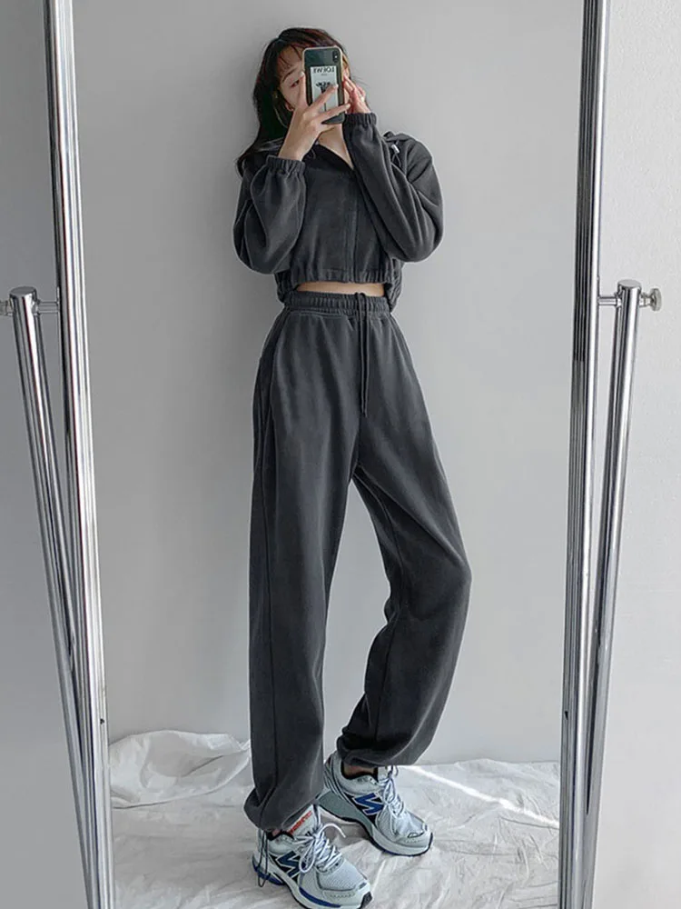 Loose Joggers Wide Leg Sweatpants Women Trousers Plus Size Soft High Waist  Pants Streetwear Korean Casual Yoga Pant (Color : Thin Gray, Size : Medium)