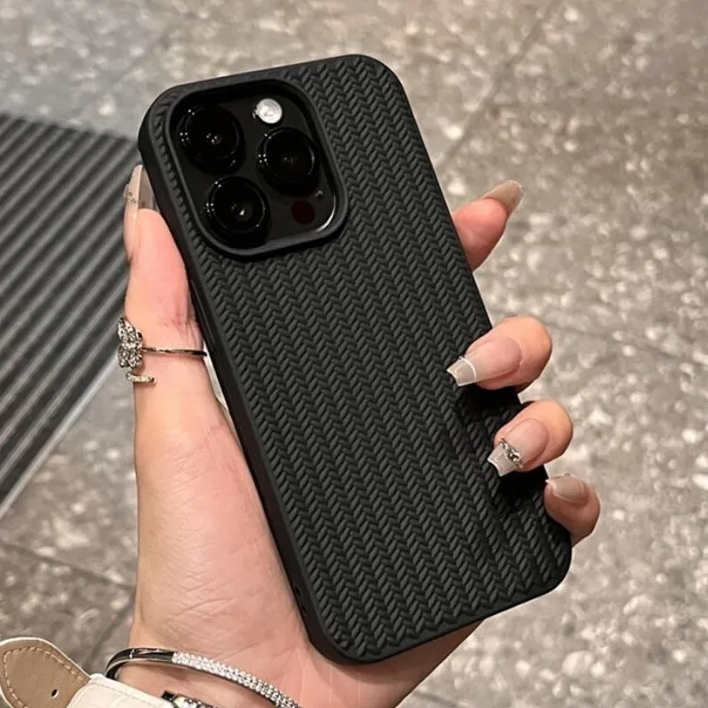 Luxury Knitting Grain Phone Case For iPhone 11 12 13 14 15 16 Pro