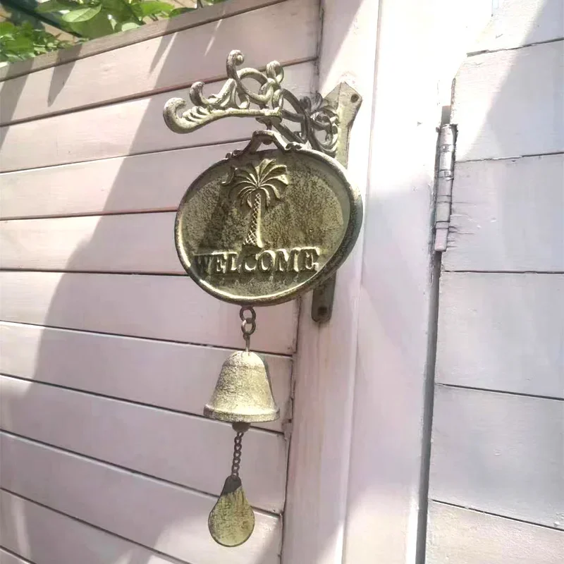 Vintage Welcome Cast Iron Outdoor Patio Garden Decoration Door Bells Wind Chimes for Wall
