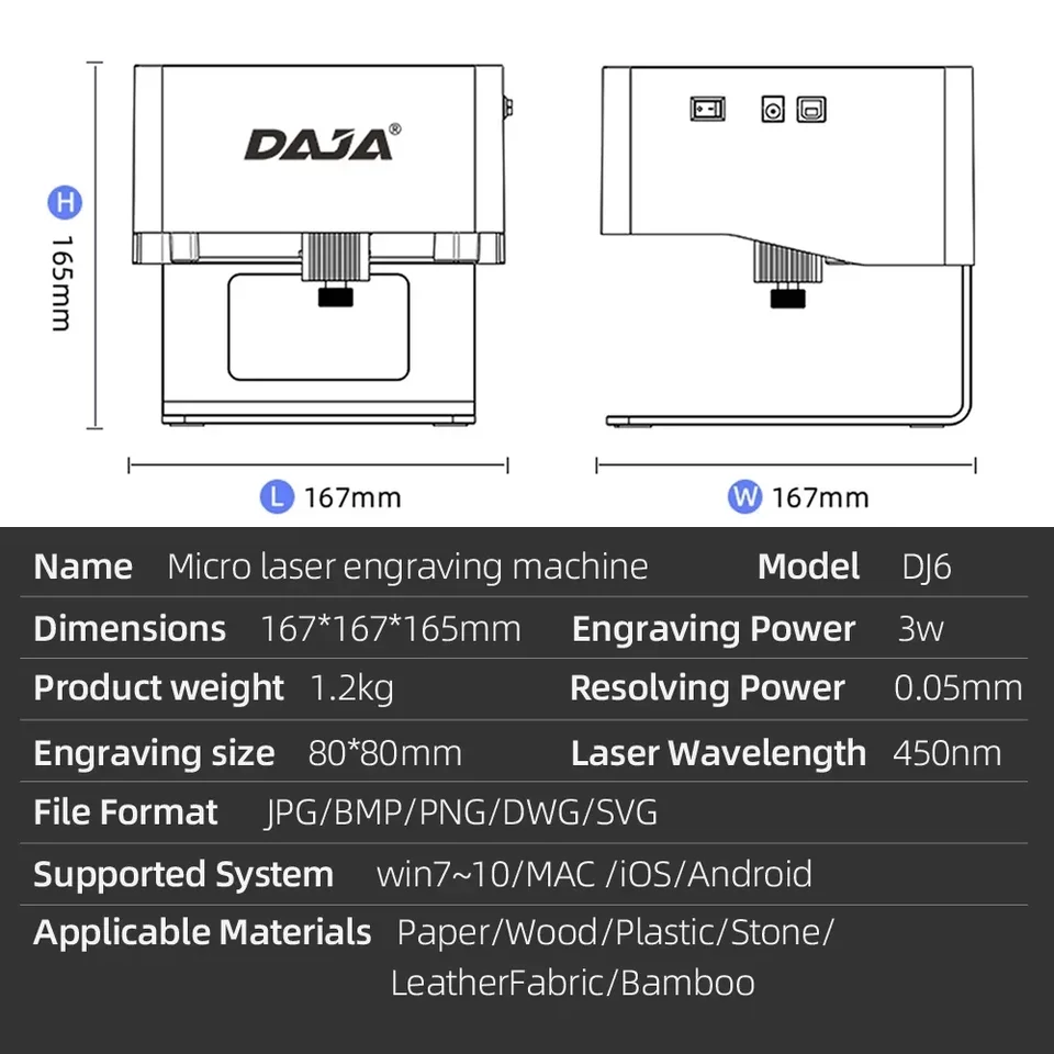 DAJA レーザー彫刻 CNC DIY DJ6 レーザー彫刻機 3000mw 高速ミニロゴ