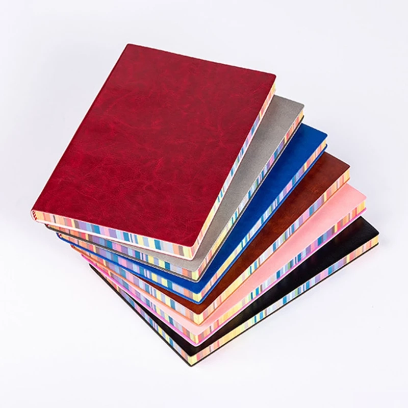 Softcover Leather Notebook Business Notepad Travel Journal Ribbon Bookmark 200 Pages Wide Lined 6 Colors Office Supplies