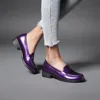 Spring Autumn New Women Low Heels Loafers Slip On Patent Leather Casual Daily Work Shoes Purple Black Yellow Plus Size 41 42 43 1
