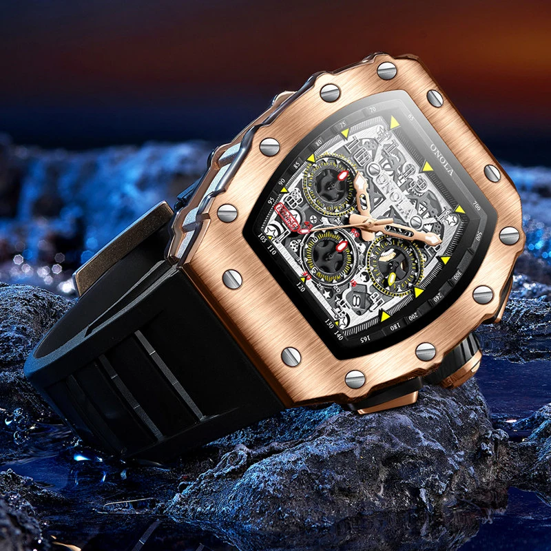 Fashion Men's Watch ONOLA Unique Design Multi-functional Automatic Mechanical Watches Men's Tape Waterproof Wristwatch mechanical watch
