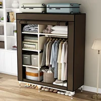 Armoire Portable avec 6 Étagères Suspendues, Rangement dans la Chambre, Juste Non Tissée, Marron, Expert 3
