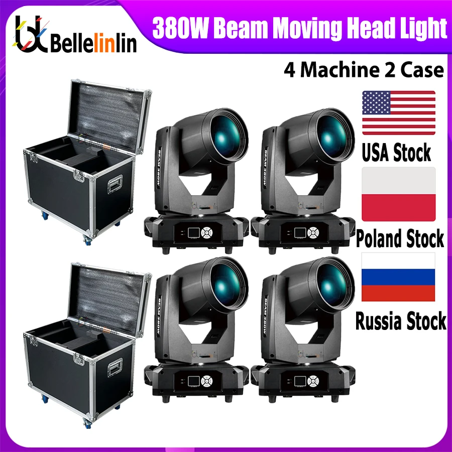 

0 Tax 4Pcs 17r Lyre 380w Beam 380W 20r Moving Head Light With Flight Case LED Moving Head Lighting Beam Spot Wash Stage Lights