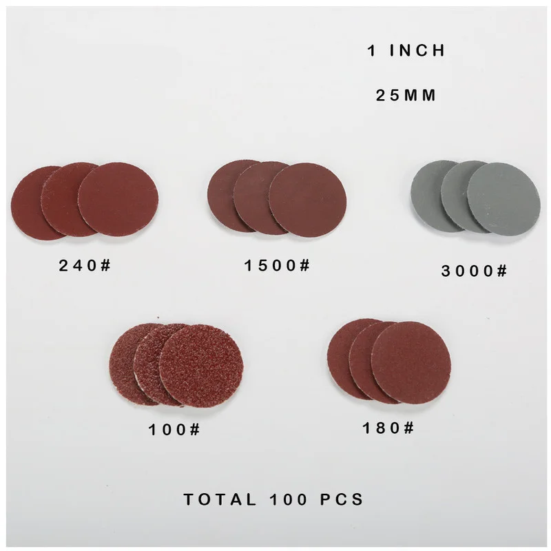 100Pcs 1 ġ 25mm  ũ е 100-3000 ׸   е Ÿ  Sandpapers ׼    ŰƮ