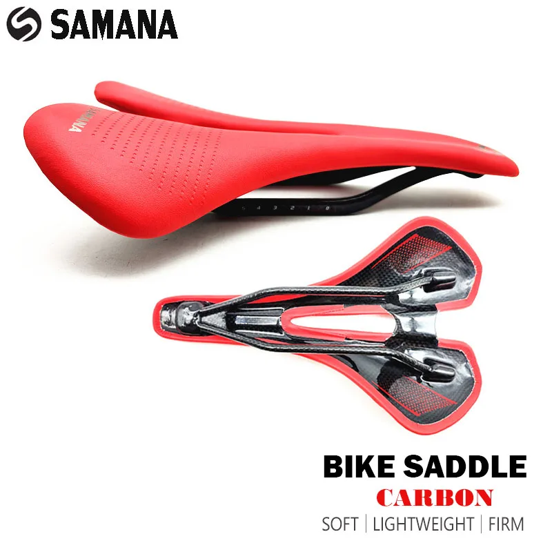 

SAMANA Super Light Carbon bike Saddle MTB Road Carbon Fiber Bicycle Seat Comfortable Leather EVA Cycling Racing Cushions