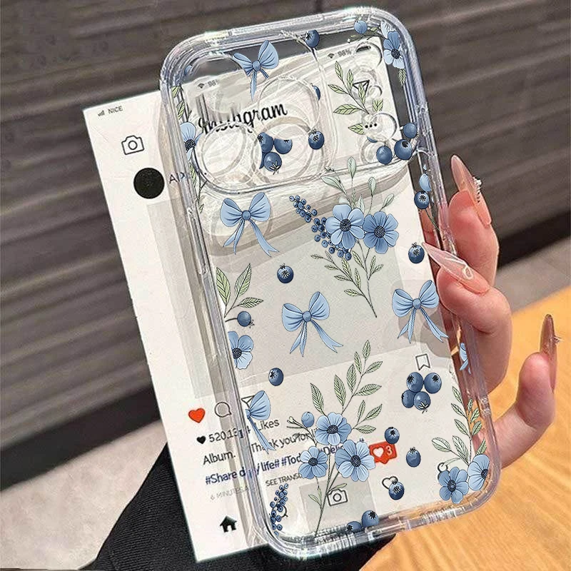 Chic Clear Floral TPU Phone Case with Flower Design