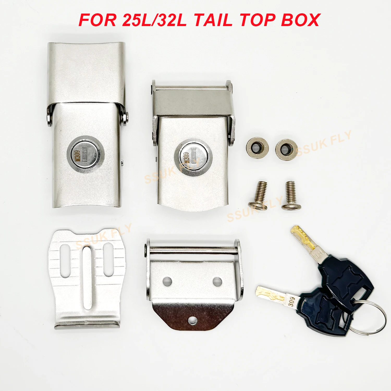 25L 32L 36L 45L 55L 65L 80L 100L Motorcycle Top Box Lock Rear Trunk Cylinder Core Tail Box 2 Keys Upper Lower Locks Accessories