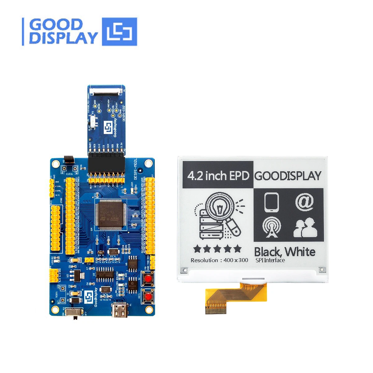 Фото 4,2 дюймовый дисплей для электронной бумаги STM32, модуль для электронной бумаги, GDEY042T81 с STM32, демонстрационный комплект DESPI-L(C02) №1