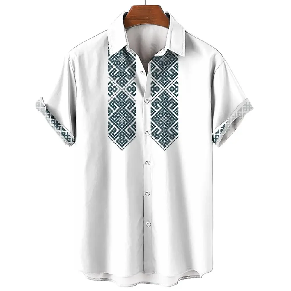 

Summer Men's Shirts Outdoor Casual Hawaiian Men's Lapel Tops Fashion Oversized Retro Printed Men's Short Sleeve Shirts