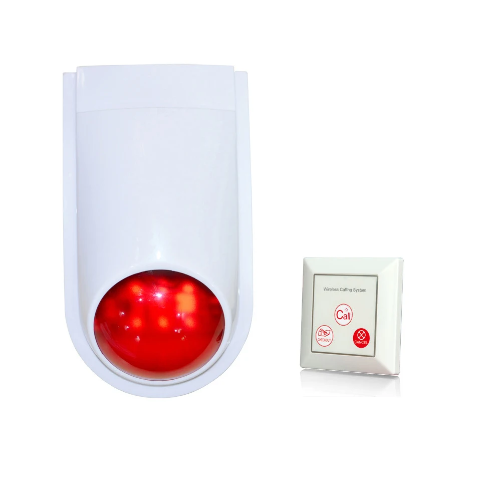 

(1 set) Wireless Calling system Emergency Button to Louder Speaker 110DB Strobe siren 86mm wall-mounted Switch Security alarm