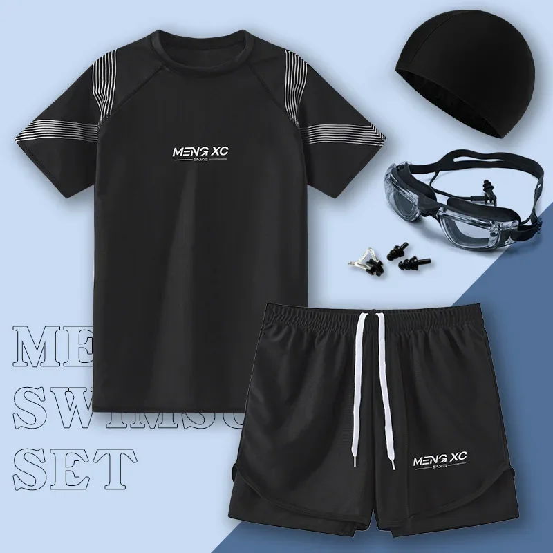 New Men's Swimsuit Anti-Embarrassment Top For Sunbathing And Swimming Full Set Chinese Made For Male Teens