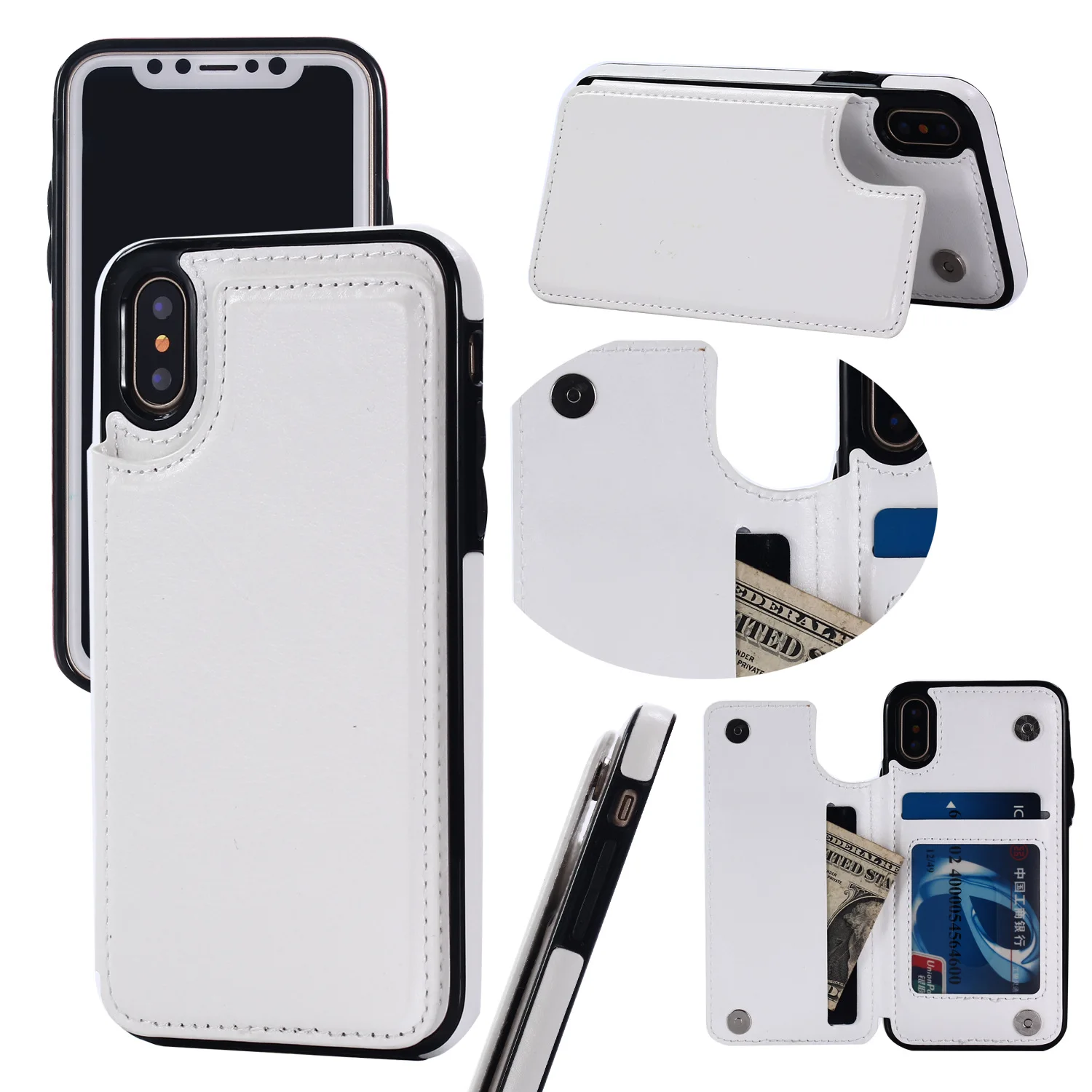 

7PCS Creative Double Magnetic Button Design Case, Skinning Wallet, Flip Protective Case, For iPhone 13, 14, 15, 11, 12 Pro Max
