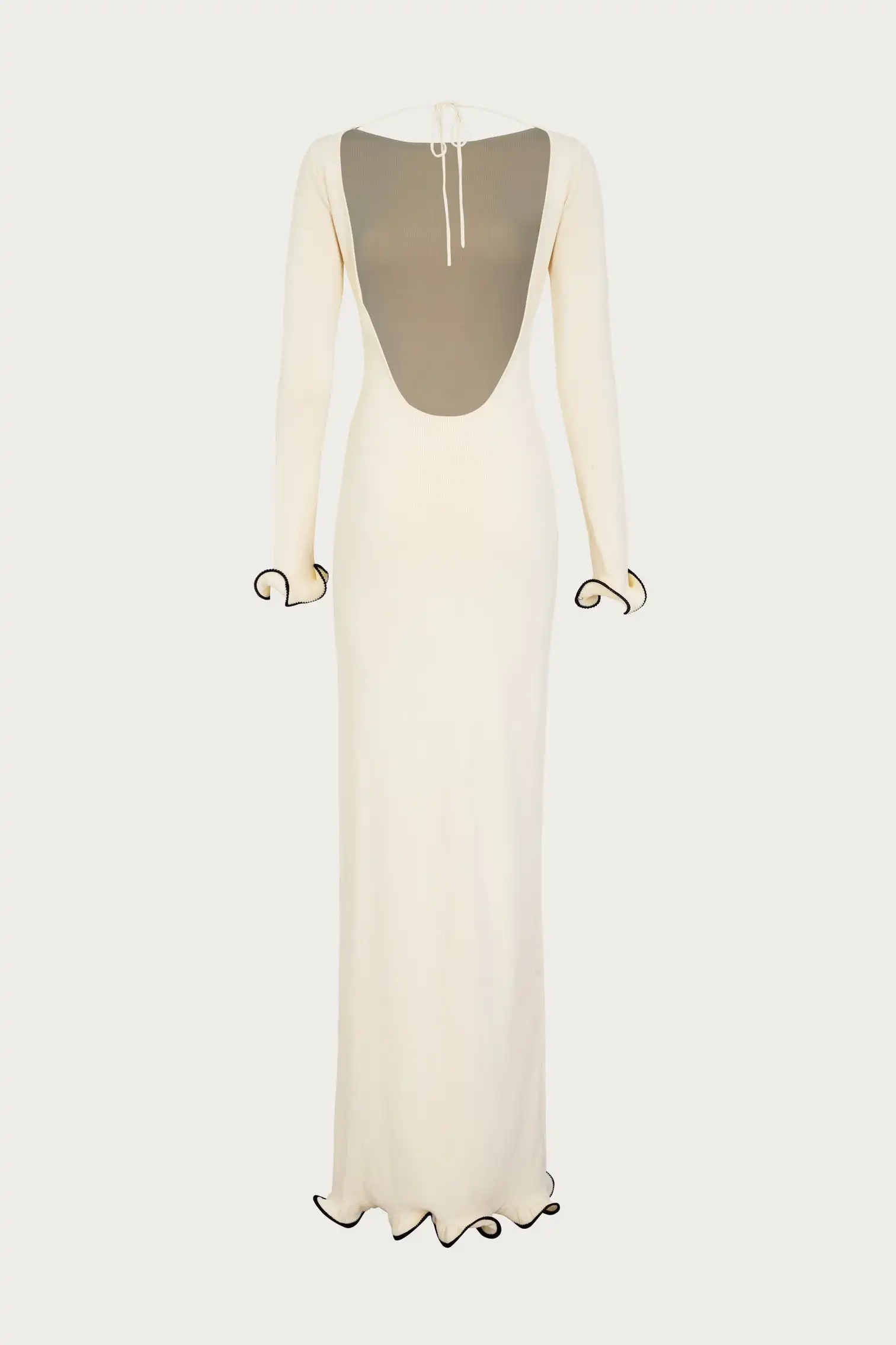 Knit Sweater Ruffled Long Dress Women Backless Fashion Ribbed Long Sleeve Elegant Party Dress Female Knitwear Autumn Dress