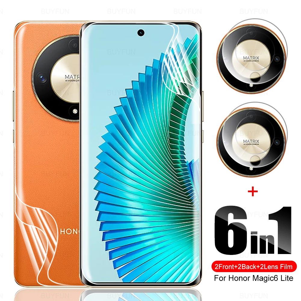 6 In1 Per Honor Magic 6 Magic6 Lite Anteriore E Posteriore Hydrogel Film Camera Glass Xonor Honer 6 Magic 6 Lite Honar Hone Honor Magic6Lite