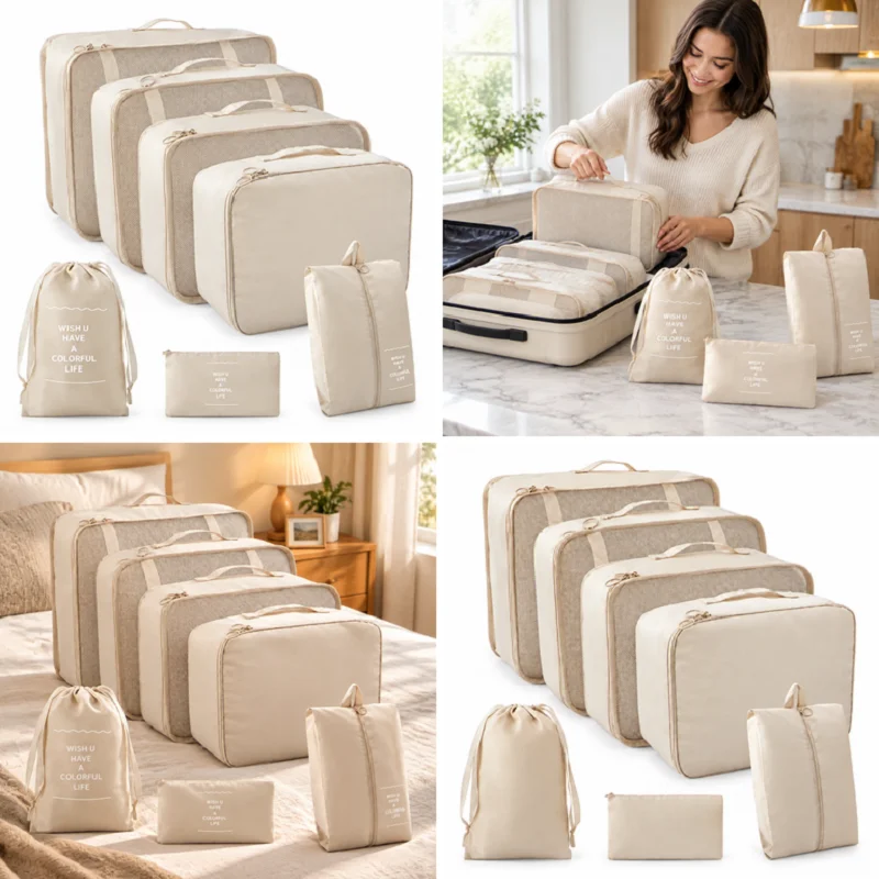 Compact Travel Packing Cube Set - Lightweight Compression Organizer Bags