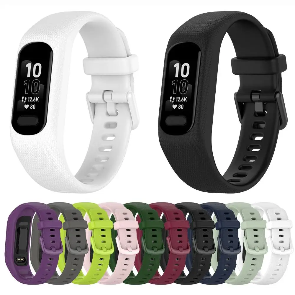 

Fashion Bracelet Replacement Silicone Strap Wrist Watchband Metal Buckle Watch Band Sport Wristband For Garmin Vivosmart 5